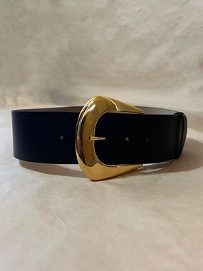 B-Low The Belt | Matilda Belt Pebbled Leather Gold Buckle Wide Black Size XS